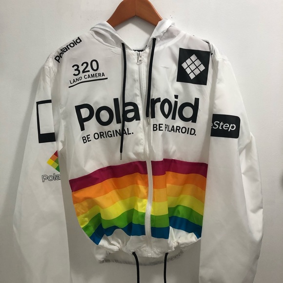 Polaroid Woman's Hooded Windbreaker Jacket Rainbow - Picture 10 of 12